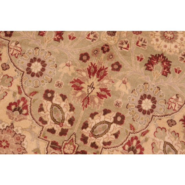 Shabby Chic 1990's Pak-Persian Beige/Green Wool Rug - 6'0'' X 9'2'' For Sale In New York - Image 6 of 9