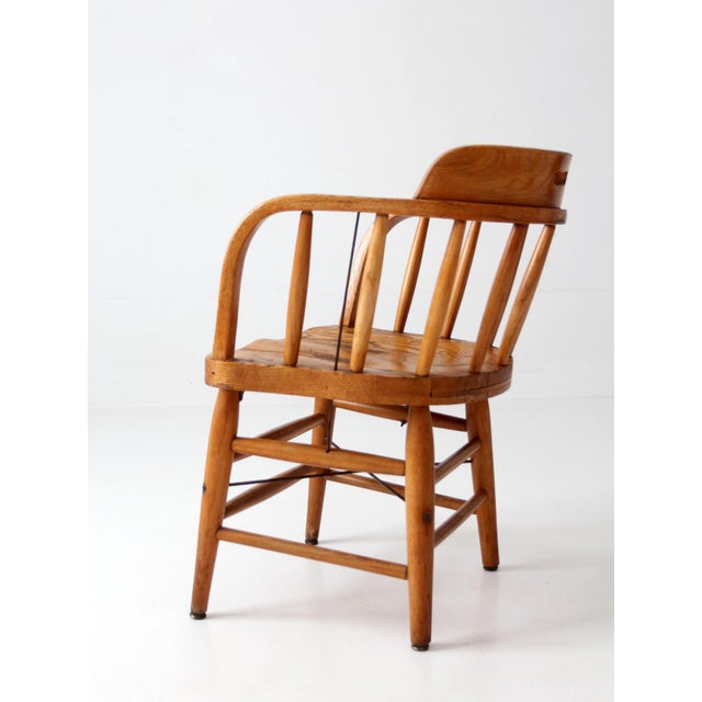 Vintage Oak Captain's Chair For Sale - Image 10 of 17