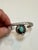 Turquoise Vintage Southwest Navajo Style Sterling Silver Stamped Turquoise Leaf Cuff Bracelet For Sale - Image 8 of 8