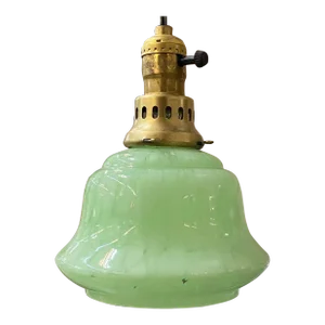 1950s Murano Style Celedon Mint Glass Swirl Bell Globe With Brass Pendent Fitter