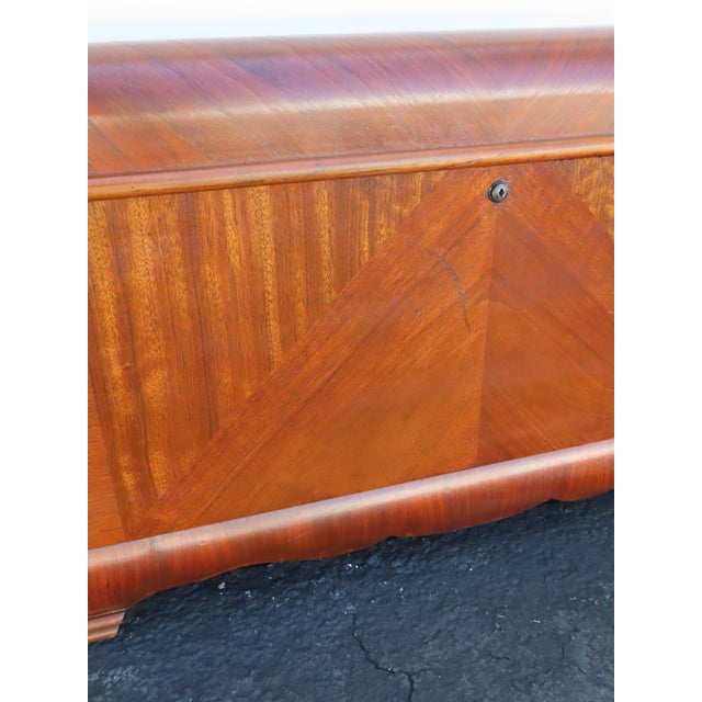Lane Art Deco Waterfall Inlay Cedar Chest Blanket Trunk 6619 For Sale - Image 10 of 18