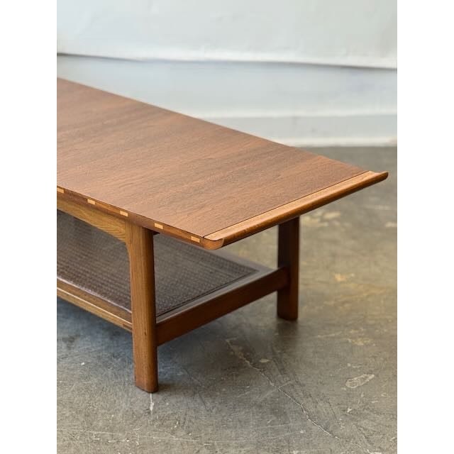 Mid-Century Modern 1960's Walnut and Caned Lane Altavista Coffee Table For Sale - Image 3 of 13