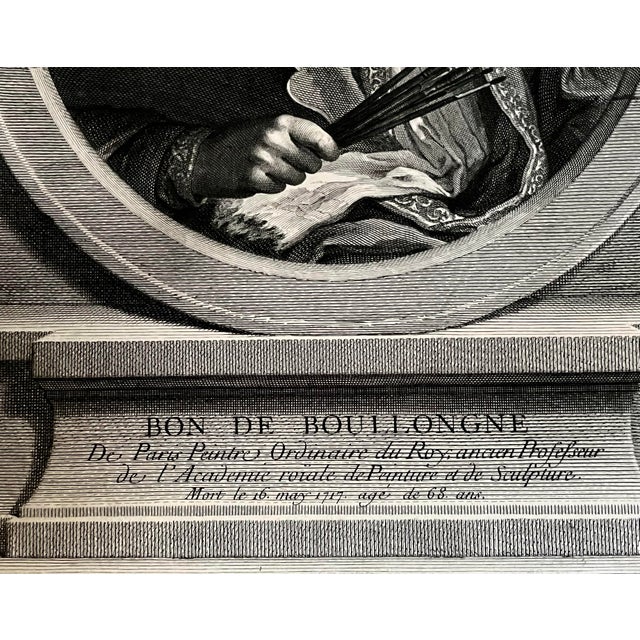 Antique Engraving Portrait of Artist Bon De Boullongne For Sale - Image 4 of 6