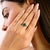 Carat&her 925 Silver Tilted-Square Emerald With Sapphire Promise Ring - Size 7 For Sale - Image 4 of 12