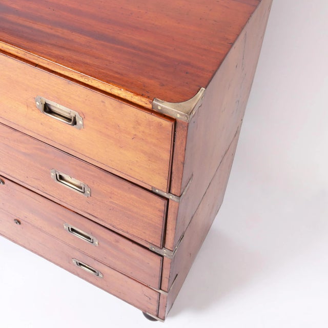 Antique British Colonial Campaign Chest Secretary For Sale - Image 4 of 9