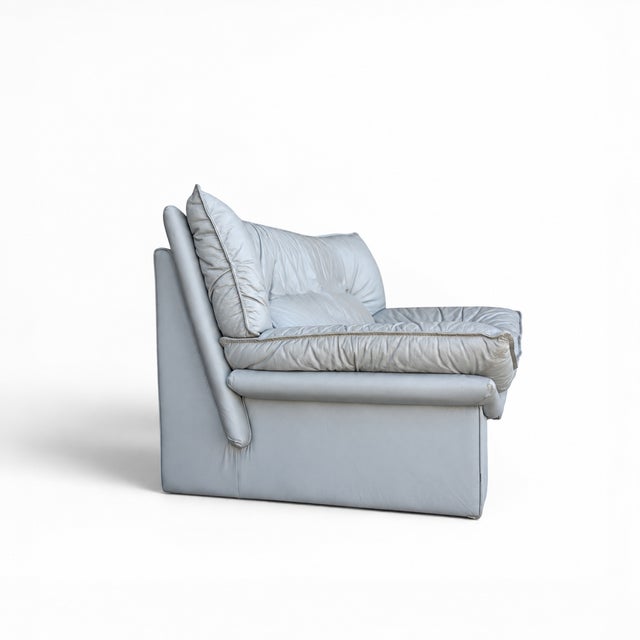 Vintage Nicoletti Italia Postmodern Gray Leather Loveseat, Italy, 1980s For Sale - Image 4 of 18