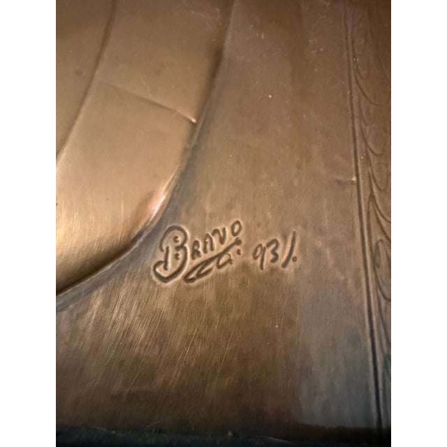 1990s Modern Signed Pressed Copper 3d Relief Wall Art Bravo 1993 Signed 16x20 For Sale - Image 5 of 7