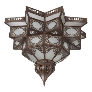 Moroccan Moorish Star Shape Frosted Glass Lantern Light Shade For Sale