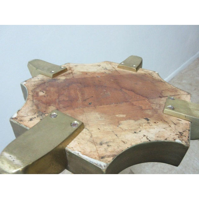 Vintage Brass Faux Paint Marble French Regency Side Table For Sale - Image 9 of 11