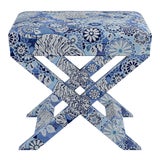 Image of X Bench In Porcelain Siberian Tiger By Old World Weavers For Sale