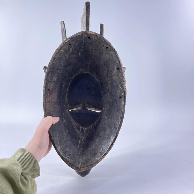 Wood Early 20th Century Marka Embossed Metal Mask Mali For Sale - Image 7 of 8