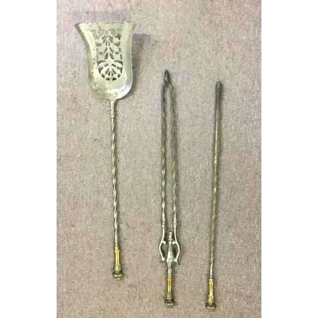 English Antique 19th Century English Steel & Brass Mounted Fireplace Tools - Set of 3 For Sale - Image 3 of 13