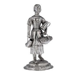 19th Century German Silver Figure of a Fruit Seller, 1880 For Sale