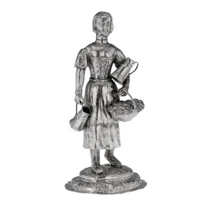 19th Century German Silver Figure of a Fruit Seller, 1880