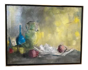Mid 20th Century Still Life Abstract Oil Painting by Anne Lloyd, Framed