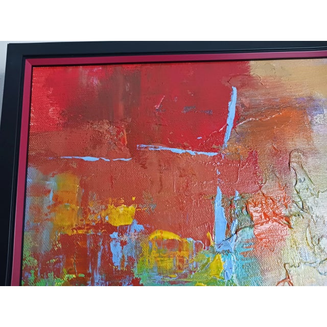 Pair Vintage Color Field Abstract Midcentury Paintings Rose and Blue For Sale In Milwaukee - Image 6 of 11