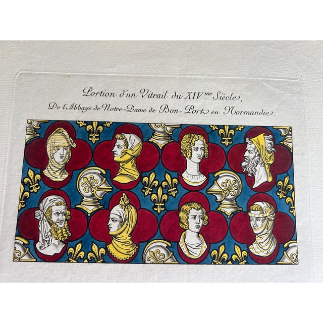 Paper Mid 19th Century Etching Reproduction of Stained Glass Church Windows by Nicolas Xavier Willemin For Sale - Image 7 of 10