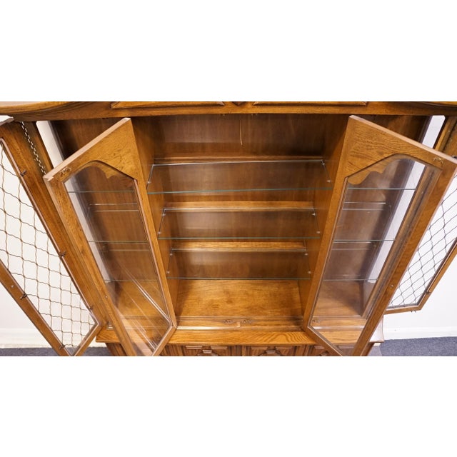 Wood Unique Furniture Co. Bolero Collection Solid Walnut Spanish Mediterranean Style 70" Buffet W. Lighted Display China Cabinet 2833 For Sale - Image 7 of 16