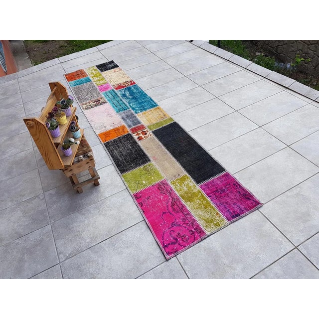 Oushak Vintage Multicolour Runner For Sale - Image 4 of 10