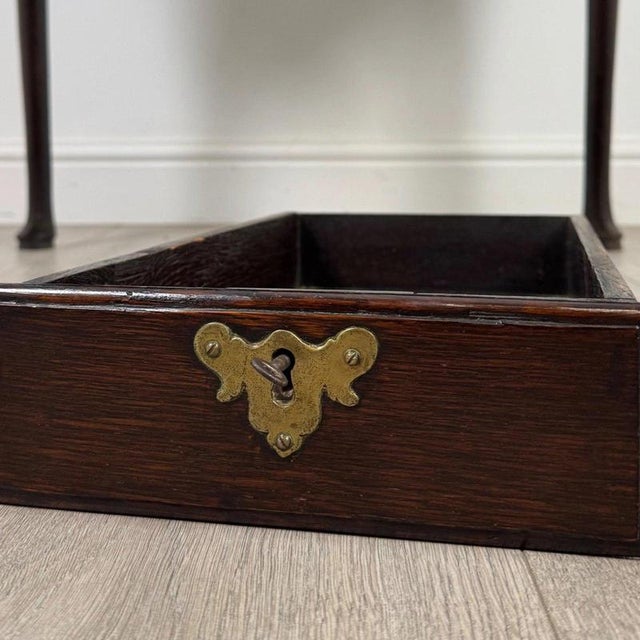 18th Century Antique English Oak Side Table with Three Drawers For Sale - Image 11 of 12
