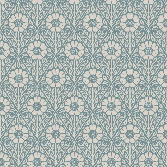 SAMPLE - Boråstapeter Nyponros Wallpaper In Blue For Sale