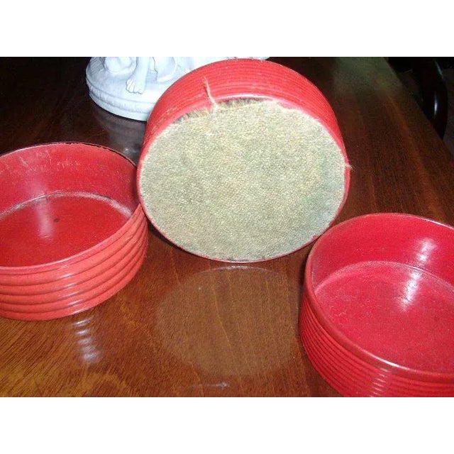 1815 Graduated English Regency Red Cinnabar Lacquer Wine Bottle Decanter Coasters - Set of 3 For Sale - Image 4 of 7