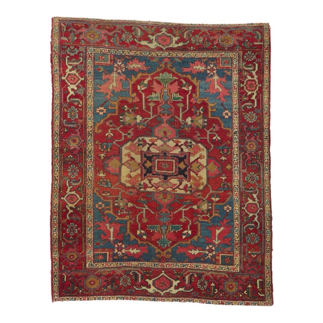 Early 20th Century Antique Persian Serapi Rug, 04'09 X 06'01 For Sale
