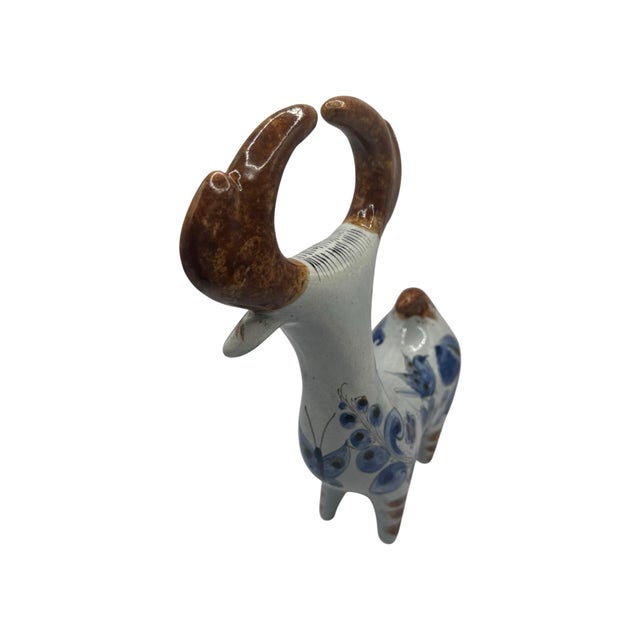 Vintage Mexican Folk Art Pottery Hand-Painted Ceramic Antelope Figurine For Sale In Birmingham - Image 6 of 12