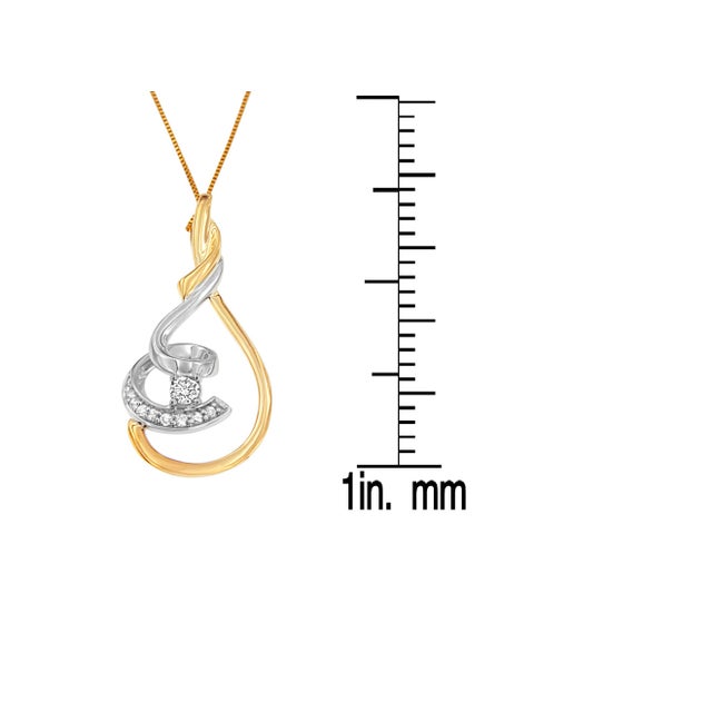 Espira 10K Two-Tone Yellow & White 1/6 Cttw Brilliant-Cut Diamond Layered Spiral 18" Pendant Necklace (H-I Color, I2-I3 Clarity) For Sale In New York - Image 6 of 6