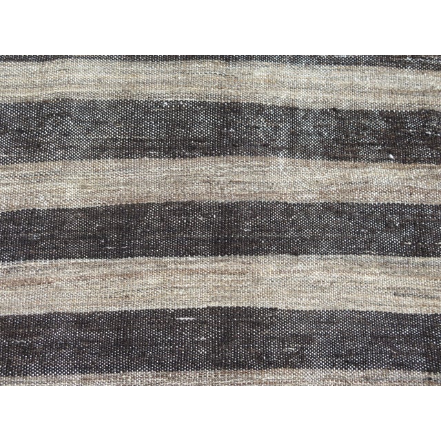 Textile Mid 20th Century Black & Gray Specially Handwoven Minimalist Vintage Kilim Area Rug For Sale - Image 7 of 10