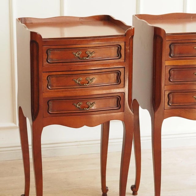 Brown Vintage Louis XV Style Bedside Tables, Set of 2 For Sale - Image 8 of 11