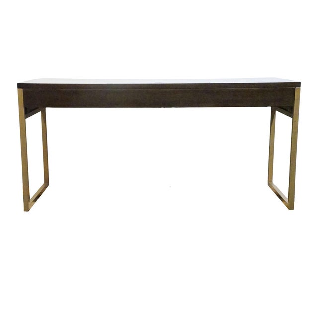 Martin Furniture Axis Collection Contemporary Modern 64" Writing Desk - Mocha Finish W. Bronze Finished Metal Frame For Sale - Image 12 of 15