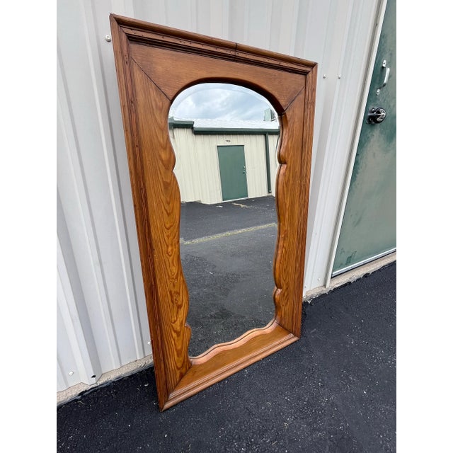 Early 20th Century Full Length Antique Beveled Glass Mirror in Aged Oak Frame For Sale - Image 5 of 12