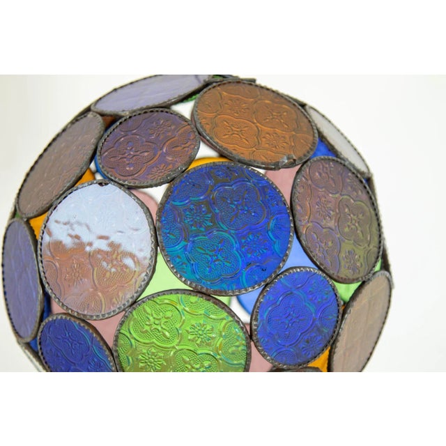 Vintage Large Moroccan Moorish Multi-Color Glass Orb Lantern For Sale - Image 4 of 10