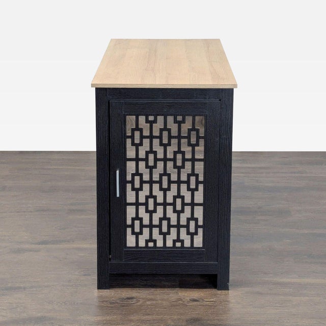 Synergy House Modern Two-Tone Desk With Storage Cabinet and Geometric Door For Sale - Image 4 of 8