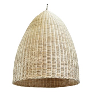 Raw Wicker Organic Modern Coastal Pod Pendant Light Large For Sale