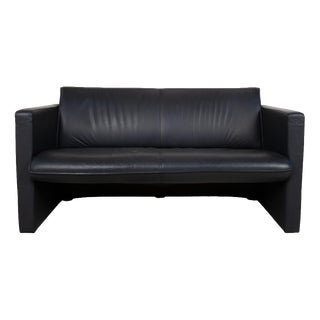 Dark Blue Leather 2-Seater Sofa from Leolux For Sale