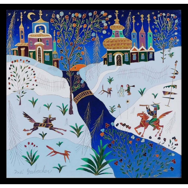 "Winter Near ST. Petersburg" Original Oil and Gold Enamel on Canvas Hand signed by the Artist Hand Signed and Titled by...