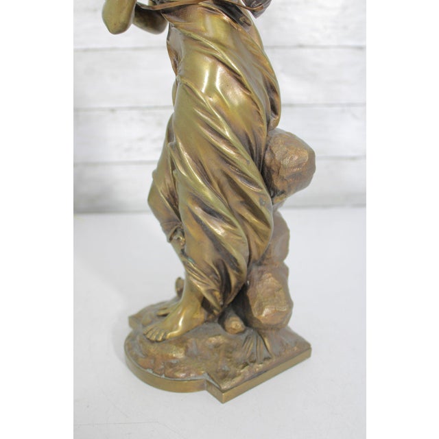 Metal Antique 19th Century French Gilt Bronze Sculpture - Au Clair De La Lune by Eutrope Bouret - Signed 17-Inch Belle Epoque Figurine For Sale - Image 7 of 14