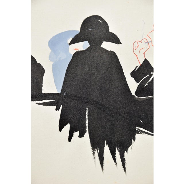 Roger Guit, Theatregoers (Paris), 1920s, Ink & Watercolor For Sale - Image 6 of 9