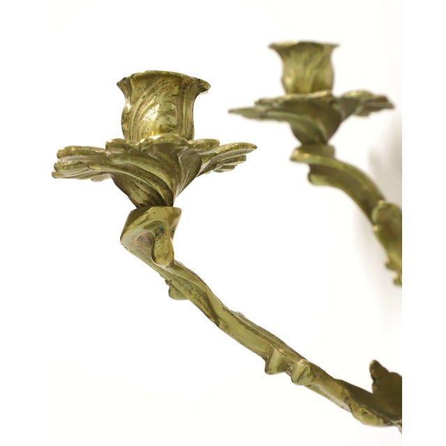 Antique 1920's Solid Brass Rococo Style Candle Wall Sconce For Sale - Image 4 of 8
