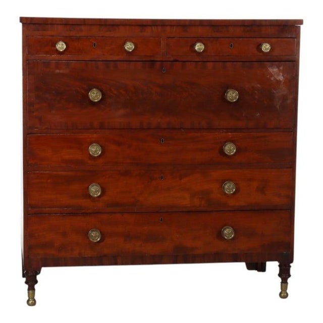 American Empire Classical Mahogany Butlers Chest With Drop-Front Desk C1840 For Sale - Image 17 of 18