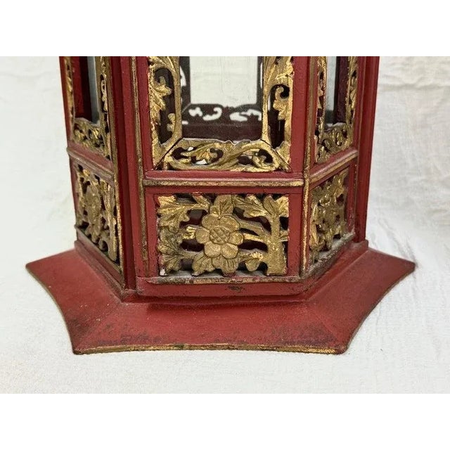 Pair of Asian Hand Carved Wooden Lanterns For Sale - Image 10 of 10