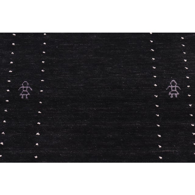 Boho Chic Gabbeh Black Wool Runner Rug- 2'7''x11'10'' For Sale - Image 4 of 10