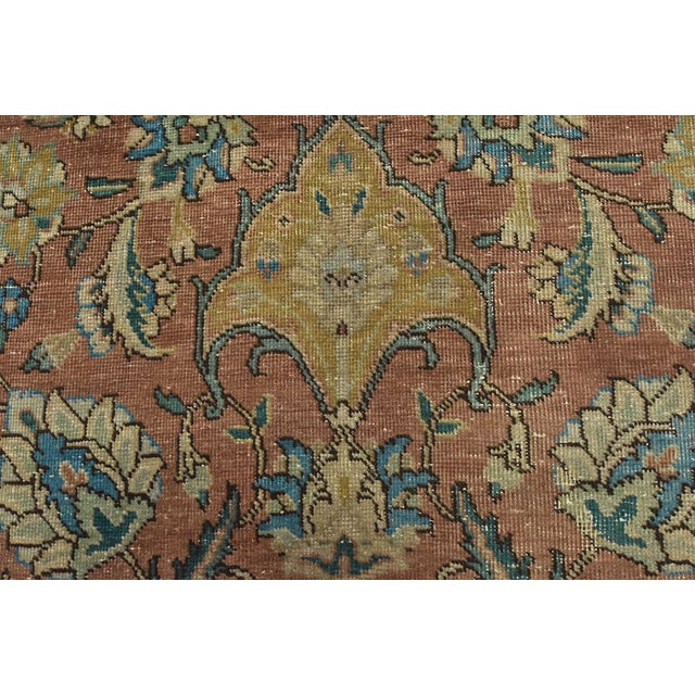 Tabriz Rug 8’6” X 11’5” Red Wool Vintage Distressed Hand-Knotted Carpet For Sale - Image 10 of 15