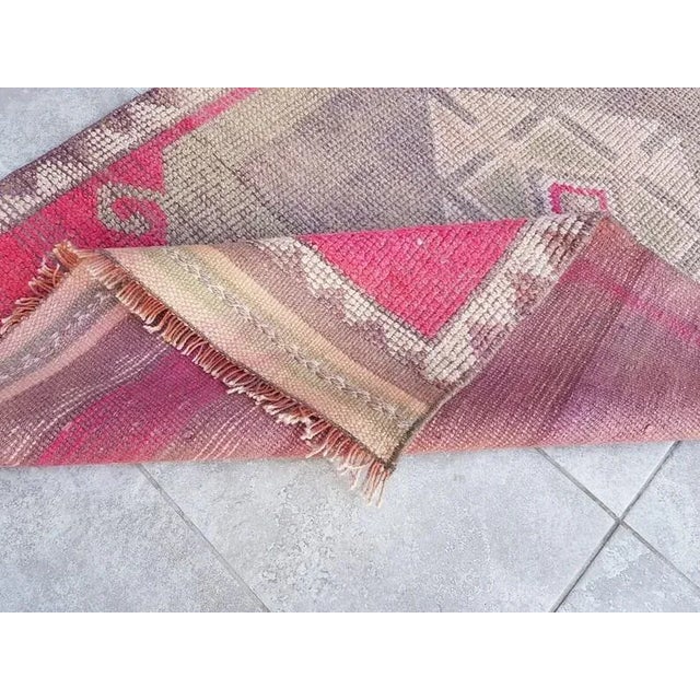 Pink 1960s Oversize Oushak Runner Rug For Sale - Image 8 of 10