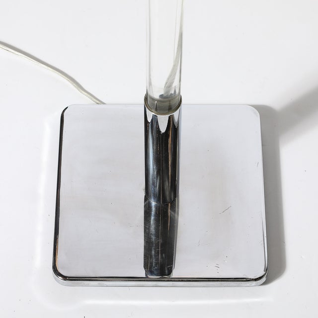 Mid-Century Modernist Floor Lamp in Lucite & Polished Nickel Attributed to Hansen For Sale - Image 18 of 18