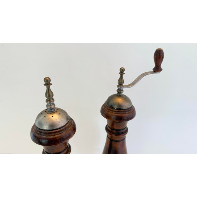 1960s Woodcrest Creation Wooden Salt Shaker and Pepper Grinder 14" - a Pair For Sale - Image 4 of 6