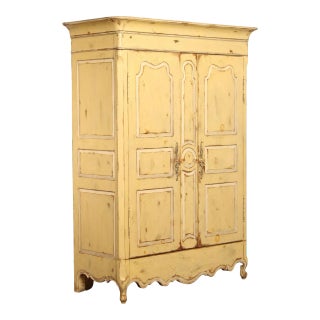 Early 21st Century Habersham French Provincial Style Distress Painted Armoire For Sale