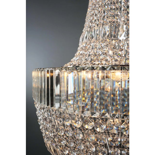 Glass Art Deco Style Crystal Empire Sac a Pearl Chrome Chandelier For Sale - Image 7 of 11